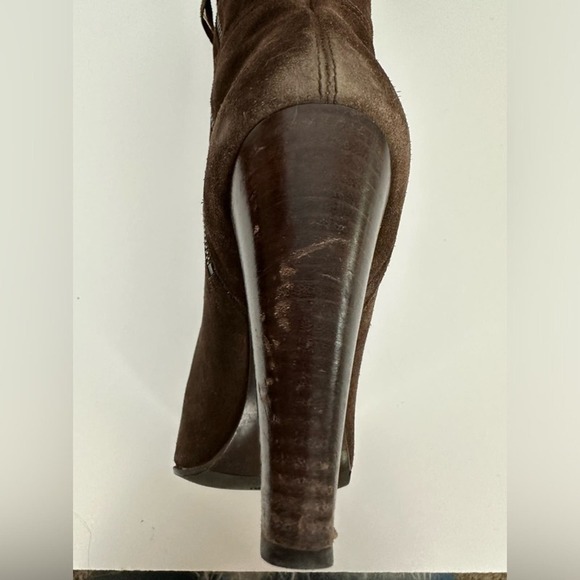 Miu Miu Chocolate Brown Suede Boots Sz 7.5 - Picture 11 of 13